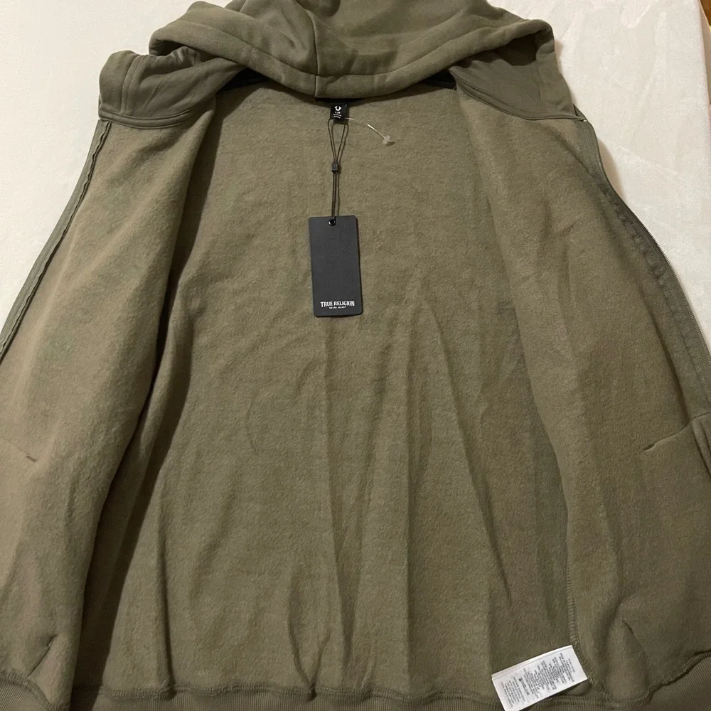 True Religion Mens Global Buddha Zip Hoodie Kalamata Olive Green Size Large $119